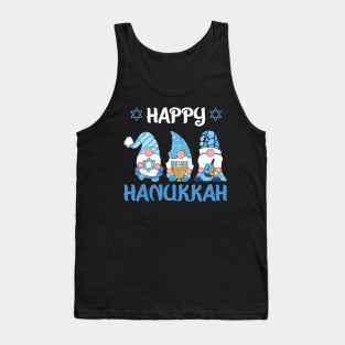 Happy Hanukkah Christmas Gnome Gnomies Menorah Dreidel Tank Top